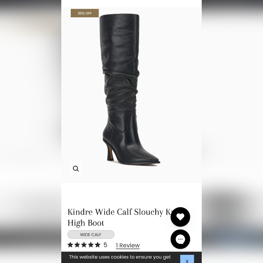 ***BRAND NEW IN BOX 100% Leather** Vince Camuto Black Slouchy Heeled Boots - Picture 2 of 11